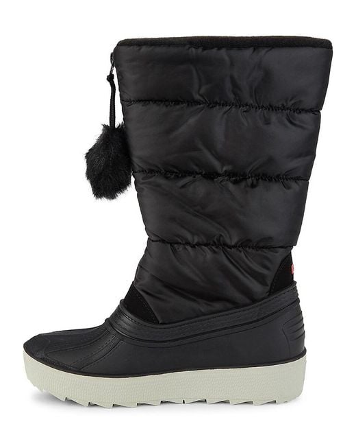 Pajar Black Fay Quilted Faux Fur Pom Pom Snow Boots