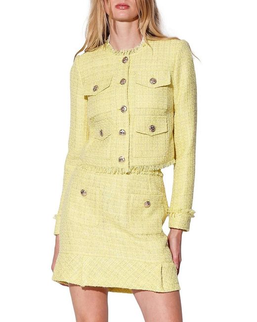 Walter Baker Yellow Bennet Frayed Tweed Blazer