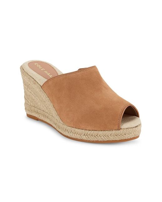 Cole Haan Brown Cloudfeel Southcrest Espadrille Wedge Sandals