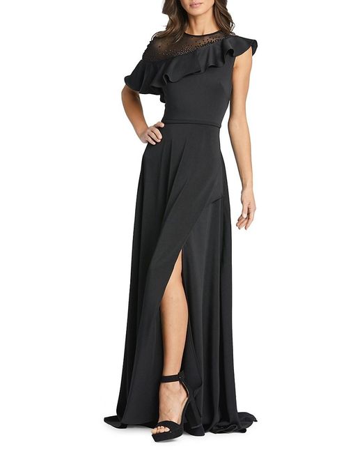 mac duggal cascading ruffle gown