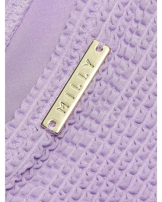 MILLY Purple Margot Textured Bikini Bottom