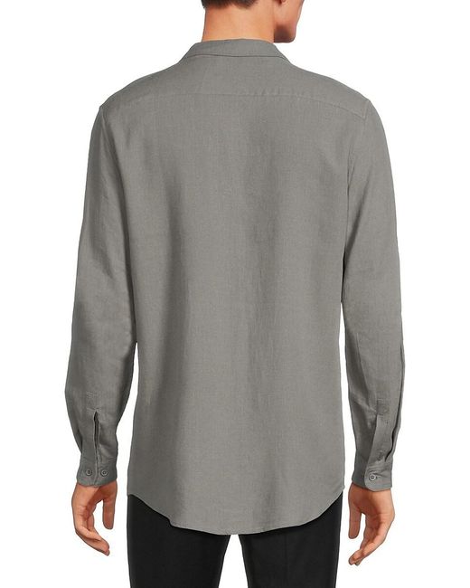 Onia Gray Long Sleeve Linen Blend Shirt for men