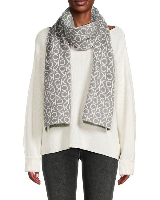 Calvin Klein Gray Logo Wrap Around Scarf