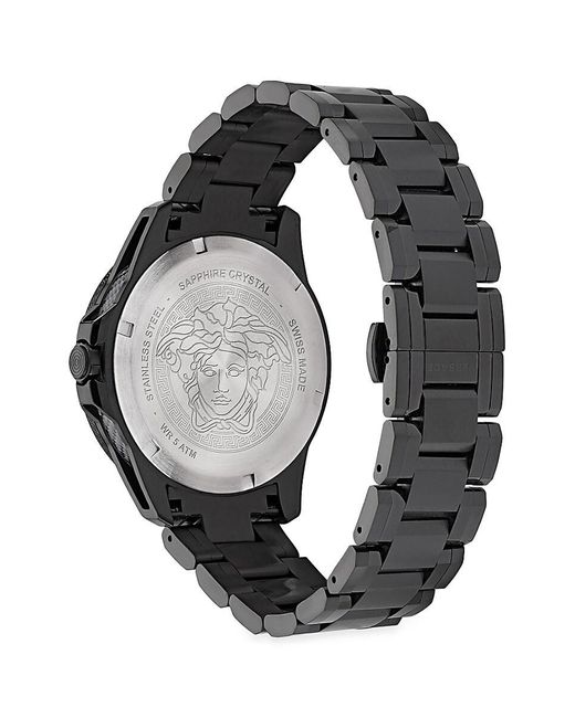 Versace Sport Tech Gmt 45mm Ip Matte Black Stainless Steel Bracelet Watch for men