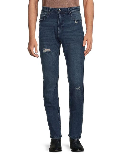 Class Roberto Cavalli Blue High Rise Distressed Jeans for men
