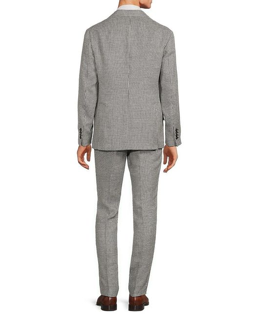 Brunello Cucinelli Gray Plaid Linen Blend Suit for men