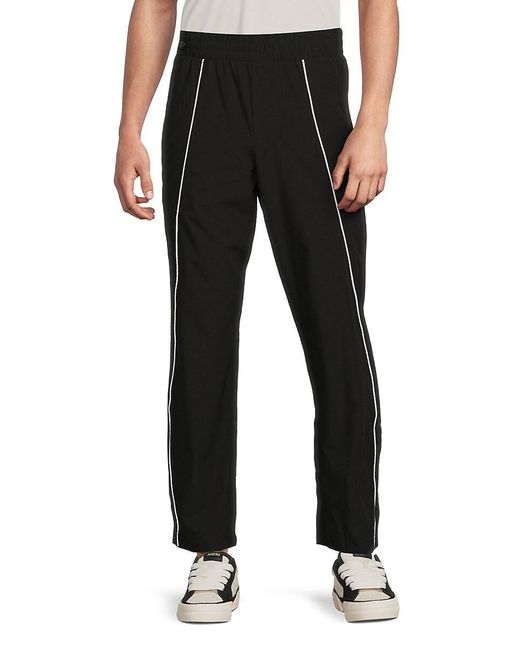 Karl Lagerfeld Black Contrast Piped Nylon Track Pants for men