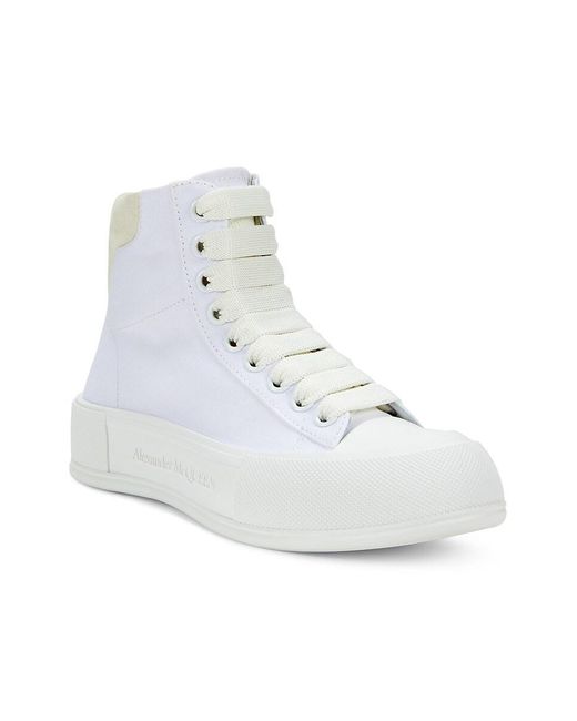 Alexander McQueen White Leather High-Top Sneakers