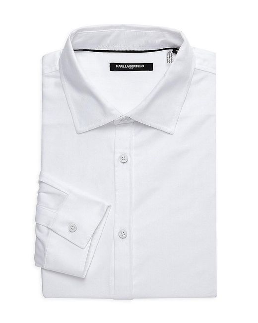 Karl Lagerfeld White Spread Collar Dress Shirt for men