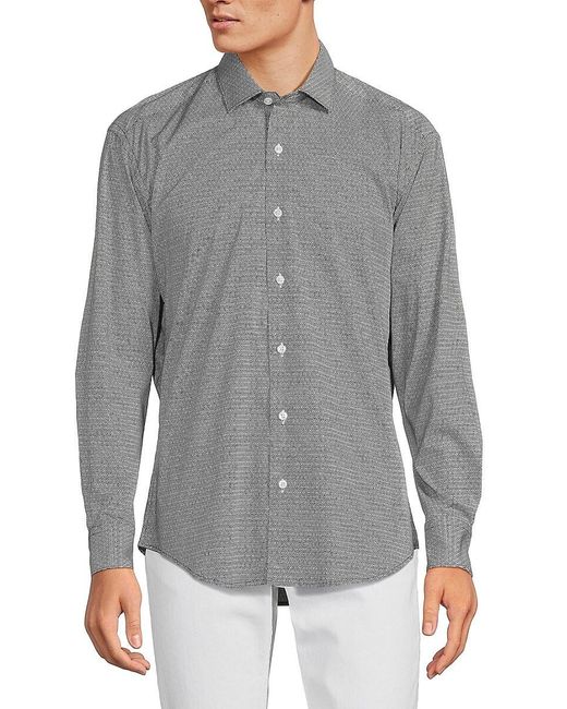 Bertigo Gray Geometric Print Shirt for men