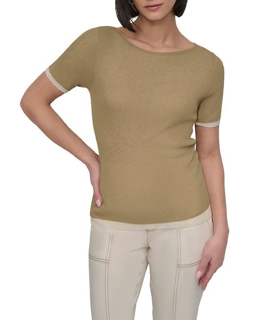 DKNY Black Contrast Trim Crewneck Sweater