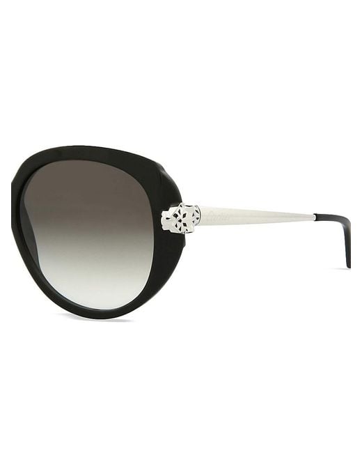 Cartier Black 55Mm Oval Sunglasses