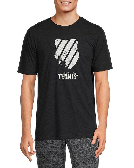 K-swiss Distressed Tennis Logo Graphic Tee in Black for Men | Lyst