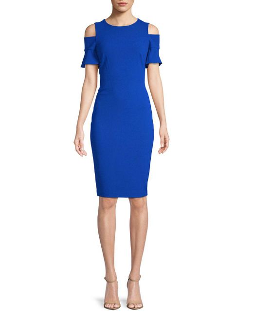 Calvin Klein Blue Cold-shoulder Dress