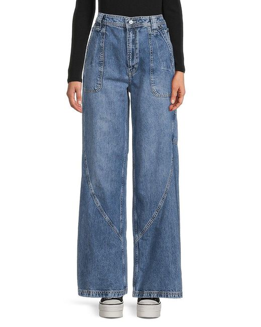 Free People Haywire High Rise Straight Fit Jeans in Blue | Lyst