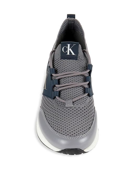 Calvin Klein Textured Logo Sneakers in Blue for Men Lyst