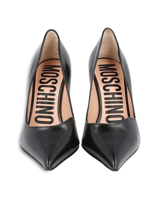 Love Moschino Black 95Mm Metal Sculpted Heel Leather Pumps