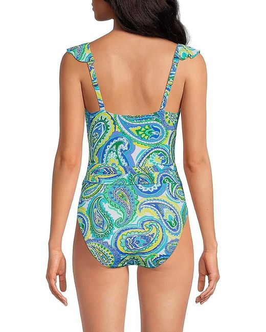 Bleu Rod Beattie Blue Ruffle Surplice Mio Swimsuit
