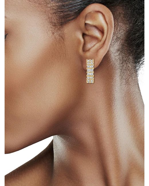 Eye Candy LA Metallic Golden Isla Goldtone & Cubic Zirconia Half Hoop Earrings