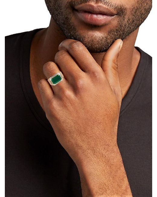 Effy Two Tone Sterling Silver & Green Onyx Ring