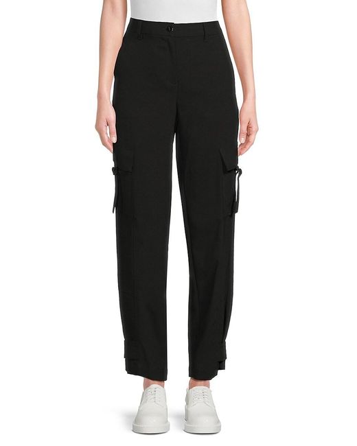 DKNY Black Satin Cargo Pants