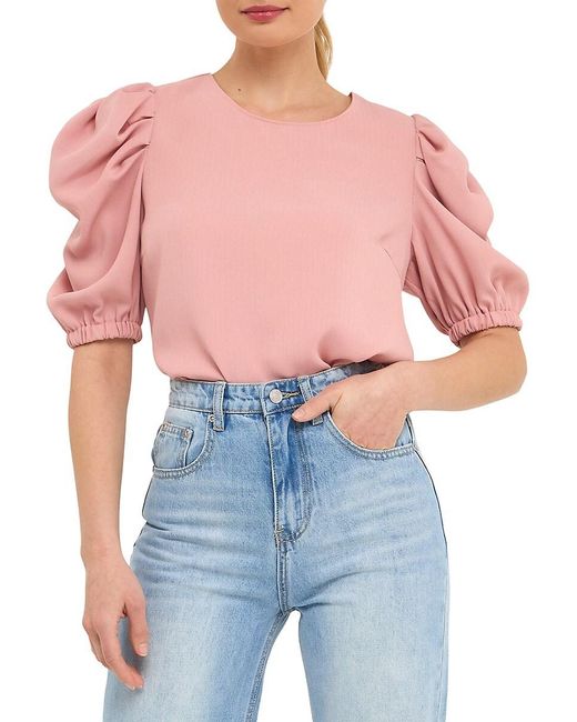 English Factory Synthetic Puff-sleeve Top in Pink | Lyst Australia