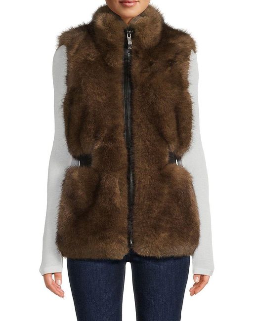 Belle Fare Faux Fur Vest in Brown | Lyst