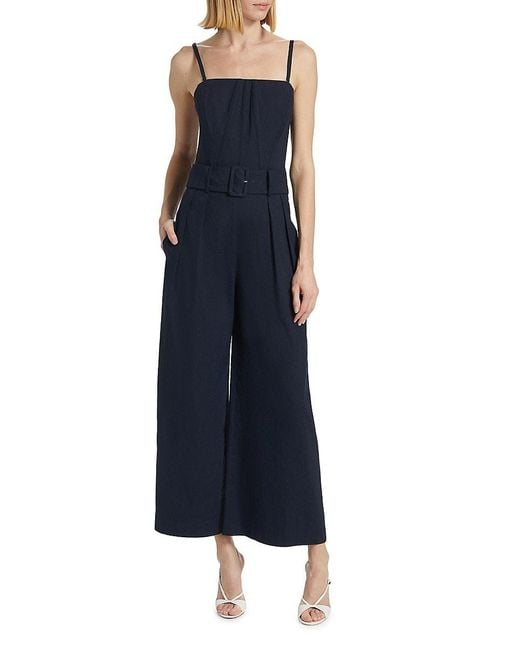 Ramy Brook Blue Delia Linen-Blend Crop Jumpsuit
