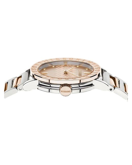 Missoni White M2 34.5mm Two Tone Stainless Steel Bracelet Watch