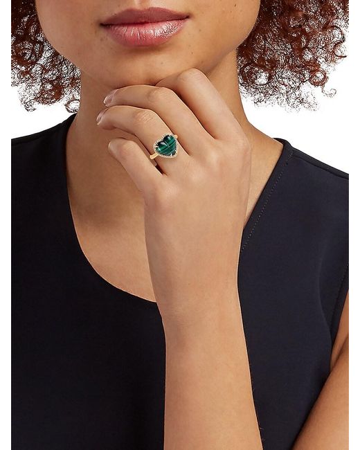 Effy Green 14k Yellow Gold, Malachite & Diamond Heart Ring