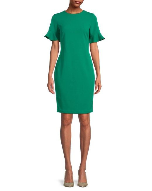Calvin Klein Green Bell Sleeve Sheath Mini Dress