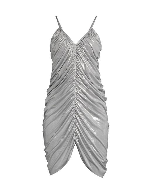 Norma Kamali Gray Diana Metallic Ruched Minidress