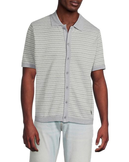 Buffalo David Bitton Gray Wrenley Textured Logo Shirt for men