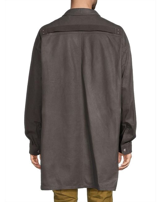Rick Owens Oversized Leather Outershirt in Grey for Men | Lyst UK