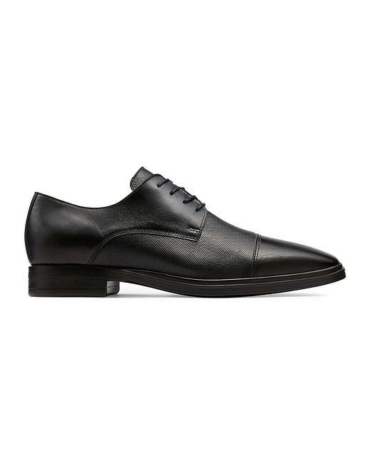 Karl Lagerfeld Black Cap Toe Leather Oxford Shoes for men