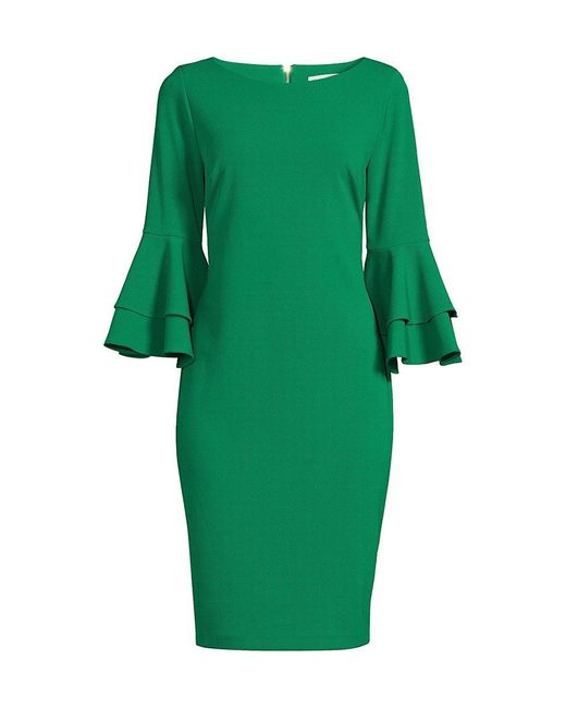 Calvin Klein Ruffle Sheath Dress in Green Lyst