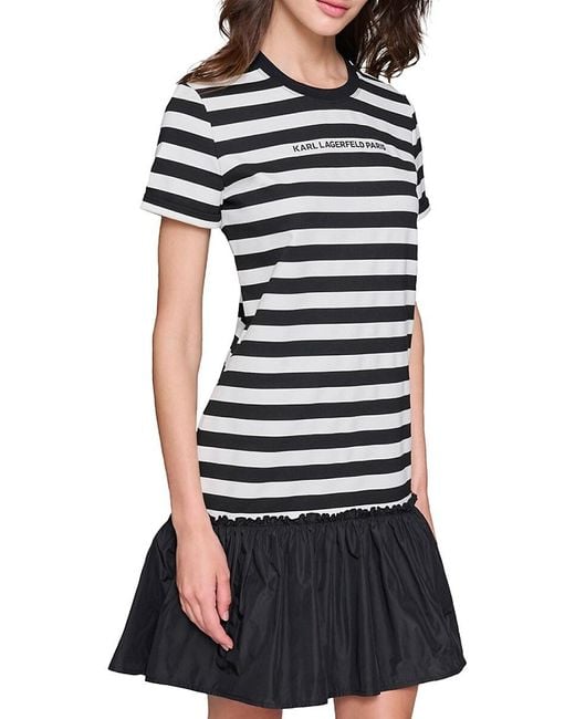 Karl Lagerfeld Red Striped Logo Minidress