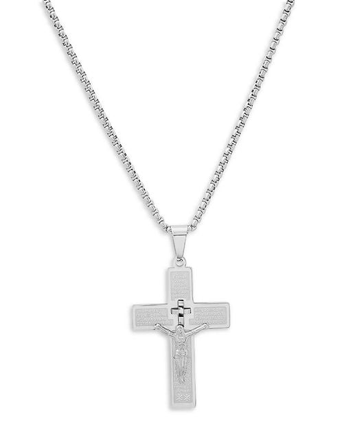 Anthony Jacobs White "Our Father Prayer" 18K Goldplated Crucifix Pendant Necklace
