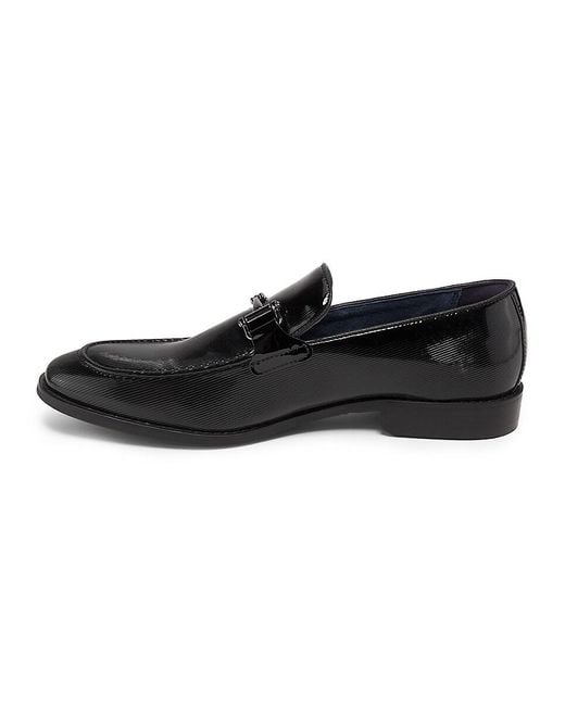 Steve Madden Black Keith Textured Bit Loafers for men