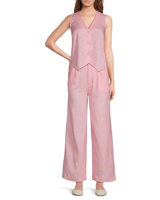 Saks Fifth Avenue Pink 100% Linen Vest