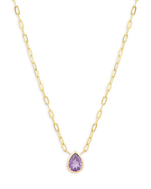 Saks Fifth Avenue Metallic 14k Yellow Gold & Amethyst Paperclip Necklace