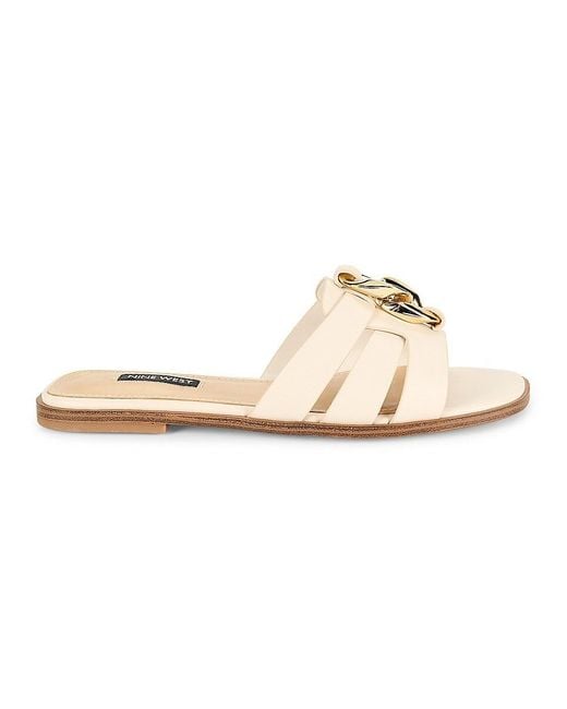 Nine West White Ganlee Strappy Flat Sandals