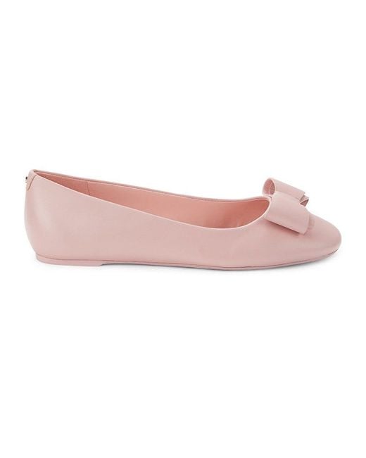 Kate Spade Nora Bow Leather Ballet Flats in Pink | Lyst
