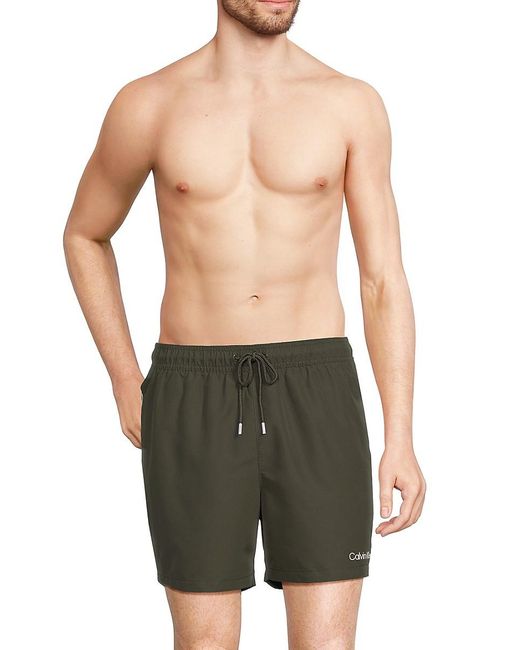 Calvin Klein Green Floral Drawstring Swim Shorts for men