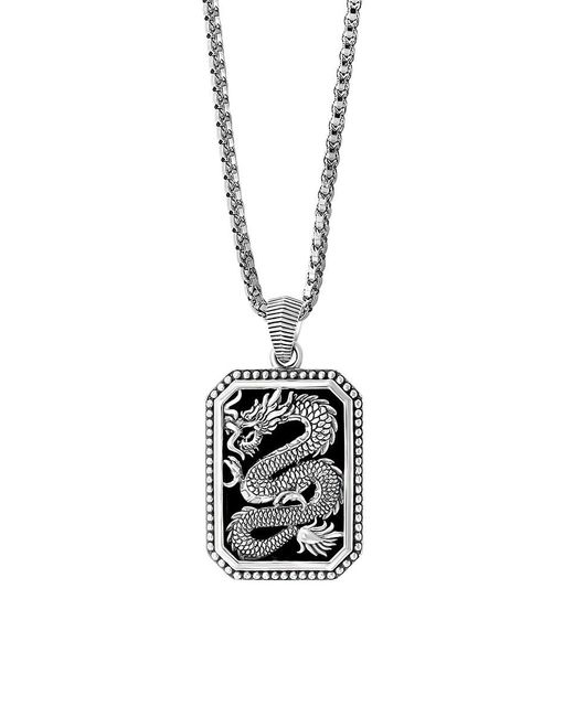 Effy Onxy & Sterling Silver Dragon Pendant Necklace in Metallic for Men