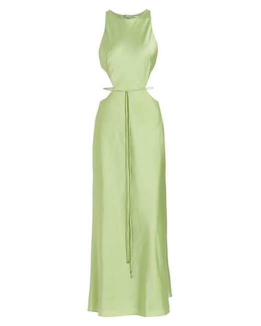 Alexis Lune Cut Out Satin Maxi Dress in Green Lyst