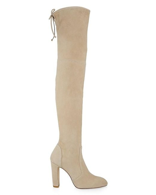 Stuart Weitzman White Vidaland Suede Over The Knee Boots