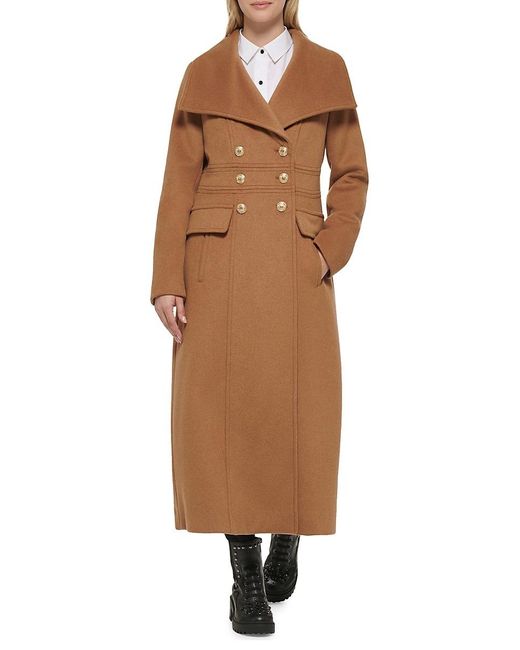 Karl Lagerfeld Brown Double Breasted Military Coat