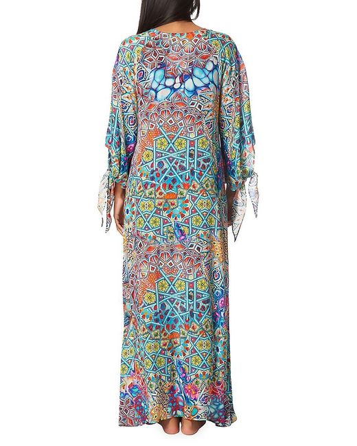 La Moda Clothing Blue Print Cover Up Dress
