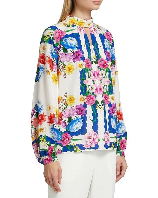 Tahari Blue Arminta Blouse